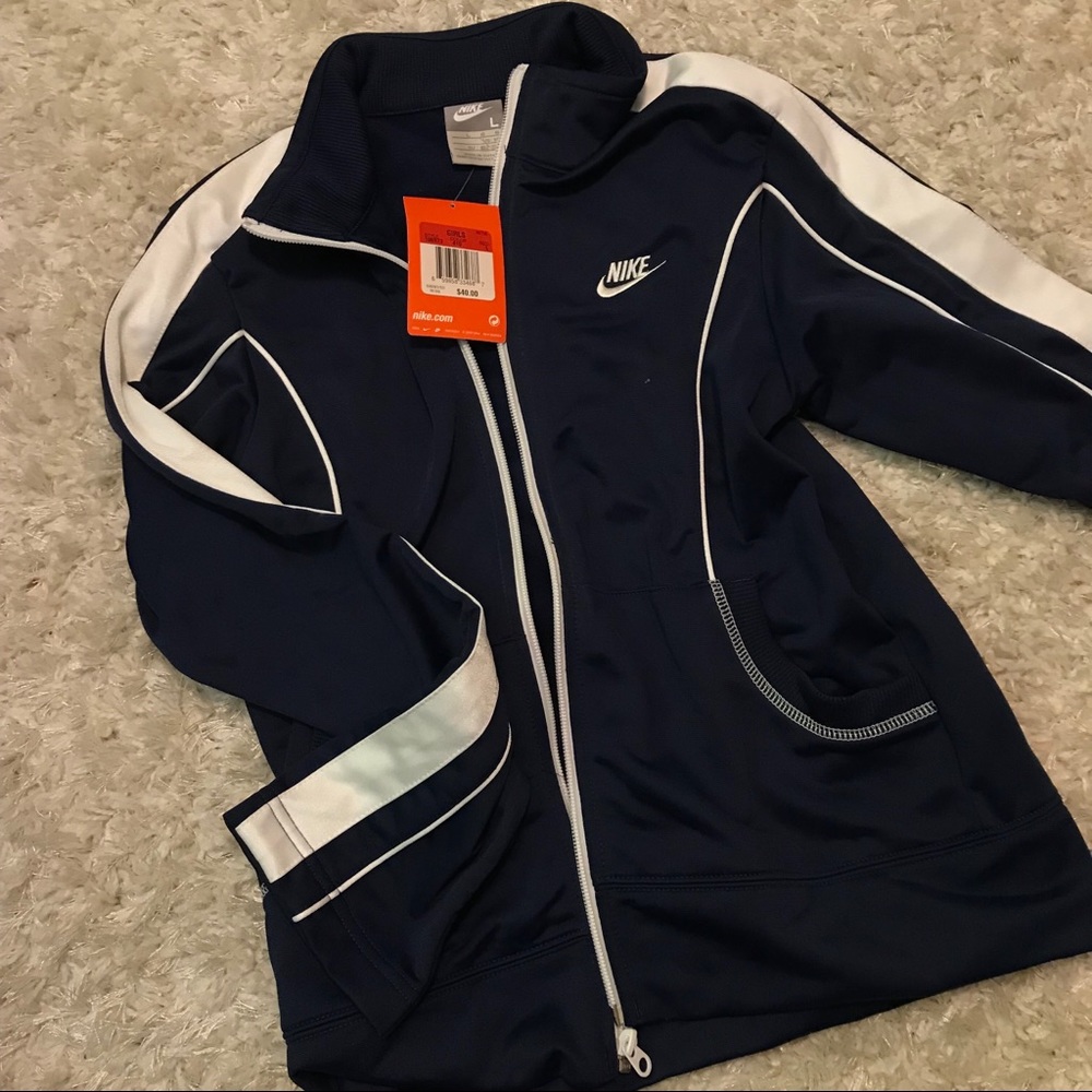 Nike Track Jacket, girls large, navy
